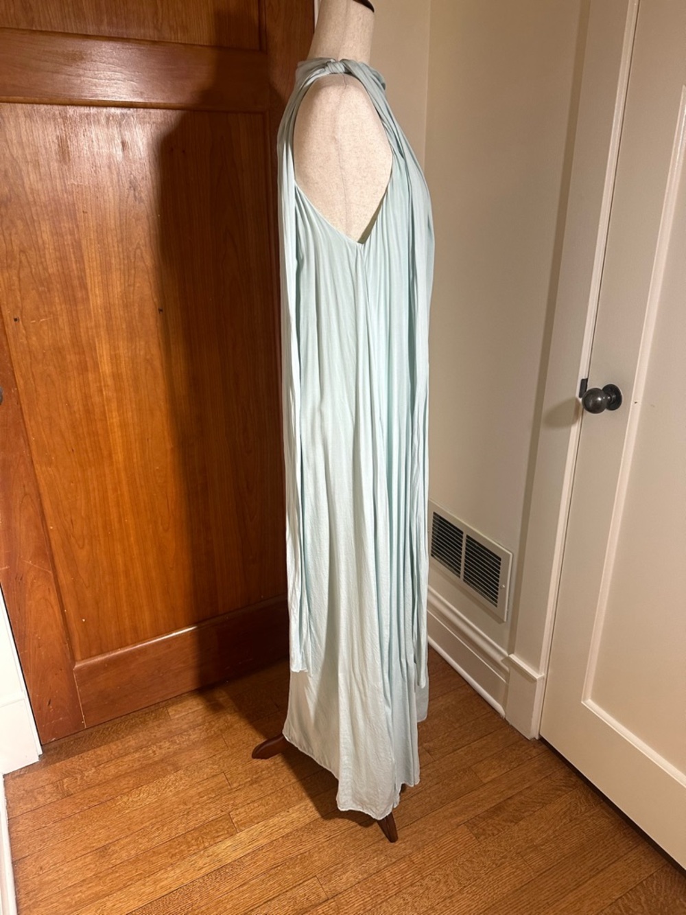 Something Navy Cupro Mint Green Pleated Halter Dress - Picture 3 of 11